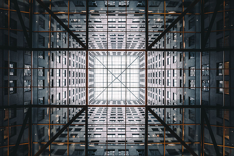 Low angle photo inside a building