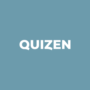 Quizen logo against blue background